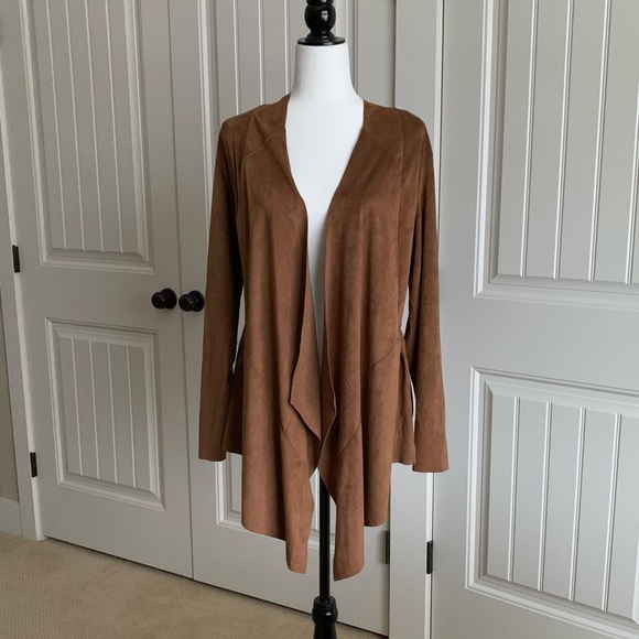 Faux Suede Drop front Jacket - Picture 1 of 5